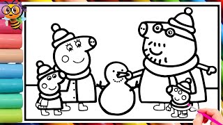 Peppa Pig with snow man  Peppa Pig Official Full Episodes  Peppa Pig coloring pages [upl. by Adekram62]