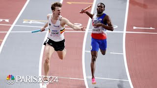 USA 4x400 gold medal hopes Doomed by Belgian anchor rally at Indoor Worlds  NBC Sports [upl. by Helban]