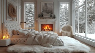 Warm Winter Jazz in The Luxurious Bedroom With Fireplace  Jazz Background Music for Work Study [upl. by Mill]