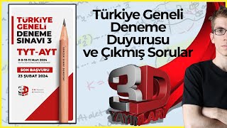 Türkiye Geneli 3 TYTAYT Deneme Sınavı Duyurusu ve Çıkmış Soru Çözümleri 3D Yayınları [upl. by Igor]