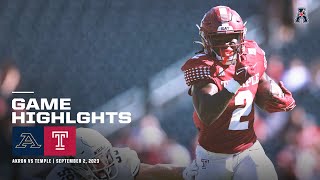 Game Highlights Akron vs Temple Football September 2 2023 [upl. by Prem126]