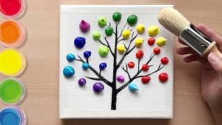 Easy 3Step Rainbow Tree Painting in 5 Minutes  Easy painting for beginners [upl. by Wappes503]