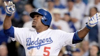 Dodgers vs Braves 2013  Juan Uribe Home Run [upl. by Ahsinuq657]