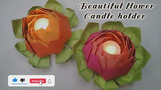 Paper Lotus Candle HolderDiya Decor at Homeorigami lotusDiya decoration [upl. by Bajaj]