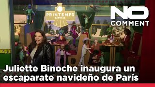 NO COMMENT Juliette Binoche inaugura un escaparate navideño de París [upl. by Sirronal]