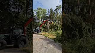 A GMT035 grapple saw on a Valtra T234 tractor with Palfinger Epsilon M70F forestry crane of Bäuml [upl. by Farver]