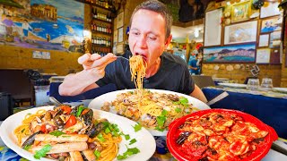 Italian Street Food in Naples SEAFOOD SPAGHETTI  Pizza in Naples Italy [upl. by Anirbys]