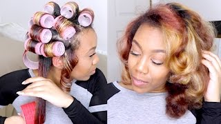 How To  ❀Soft Sexy Heatless Roller Set Curls on Natural Hair❀ [upl. by Ecidnac]