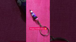 DIY handmade keyring with clay  Teachers day gift idea teachersday DIY keyring habdmade clay [upl. by Koziara]