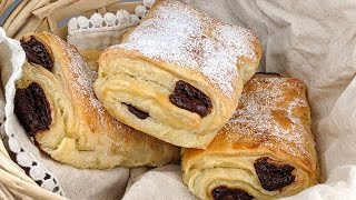 Pâte feuilletée  petitdéjeuner rapide  Pains au chocolat ♥ Pour faire croustiller votre famille [upl. by Cox49]