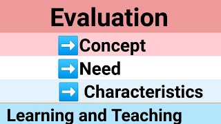 Evaluation ConceptNeedCharacteristics Learning and Teaching BEd [upl. by Hofmann80]