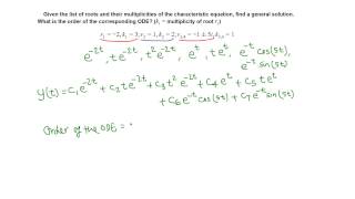 Diff Eqn finding general solution from the roots of characteristic eqn [upl. by Merv]