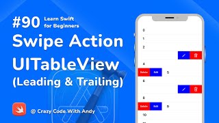 90 UITableView Leading amp Trailing Swipe Action UIContextualAction  Learn Swift For Beginners [upl. by Selym144]