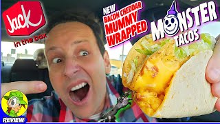 Jack In The Box® Mummy Wrapped Monster Tacos® Review 🃏🩹👹🌮 Bacon Cheddar 😍 Peep THIS Out 🕵️‍♂️ [upl. by Bish]