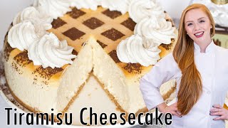 The BEST Tiramisu Cheesecake Recipe With Mascarpone Coffee amp Amaretto [upl. by Eilrebmik]