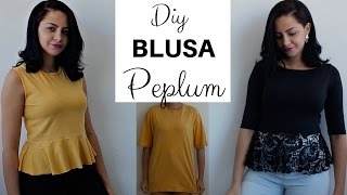 DIY BLUSA PEPLUM USANDO BLUSAS VELHAS  DIY BLUSA PEPLUM FÁCIL  SUELLEN REDESIGN [upl. by Enifesoj858]