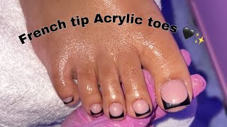 Acrylic toe tutorial French tips  How to do acrylic toes [upl. by Eniac]