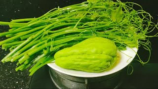 台湾特色农家菜爆炒龙须菜，口感清脆，味道鲜甜，比肉更好吃 [upl. by Arikat]