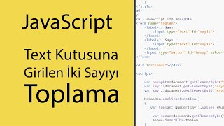 Javascript Textbox Toplama İşlemi  JavaScript Örnekleri [upl. by Ehcrop]