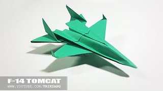 BEST ORIGAMI PAPER JET  How to make a paper airplane model  F14 Tomcat [upl. by Ahtimat639]