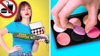 HOW TO SNEAK FOOD  When Food is Your BFF Cool Hacks to Sneak Makeup and Candies by 123 GO Series [upl. by Fari]