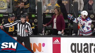 Panarin Tosses His Glove At Marchand As Tempers Flare Between Rangers amp Bruins [upl. by Takashi]