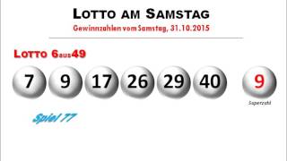 Lotto Samstag  Ziehung Lottozahlen vom 31 Oktober 2015 [upl. by Aldas]