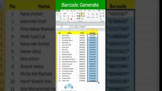 Barcode generate in Excel excel shorts shortsvideo exceltips [upl. by Enoob892]