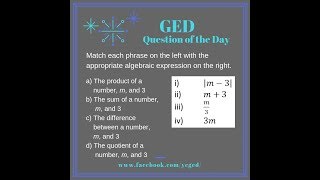 GED® QOD Translating Expressions 2 [upl. by Gemini]