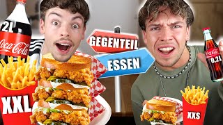 XXS VS XXL ESSEN  24 Stunden nur GEGENTEILE essen [upl. by Aroc127]