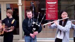 Traditional Scottish Street Bagpipe Music Busking Scotland [upl. by Emerej753]