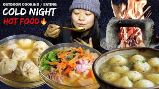 Outdoor Cooking amp Eating  Winter Special Hot Food  Eating Rildok Soup Momo Soup Noodle  Mukbang [upl. by Sorensen156]