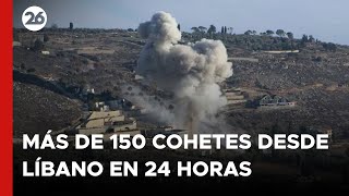 Israel detectó el lanzamiento de más de 150 cohetes desde Líbano en 24 horas [upl. by Eerdua850]