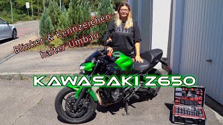 Kawasaki Z 650  Modell 2020   Umbau Blinker und Kennzeichenhalter [upl. by Nykal]