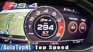 AUDI RS4 B9 29 V6 TURBO  ACCELERATION amp TOP SPEED 0294kmh LAUNCH CONTROL by AutoTopNL [upl. by Tubb712]