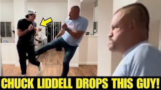 Chuck Liddell Drops Guy With POWERFUL Leg Kick [upl. by Eliason]