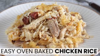 Easy Oven Baked Chicken Rice  Food From Portugal [upl. by Waldo298]