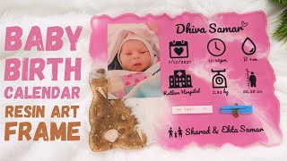 Baby Birth Calendar Resin Art Frame  Ocean Effect Photo Frame Tutorial  epoxy resinart [upl. by Asial946]