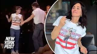 Courteney Cox recreates dance from Bruce Springsteen’s ‘Dancing in the Dark’ 1984 music video [upl. by Ynnob827]