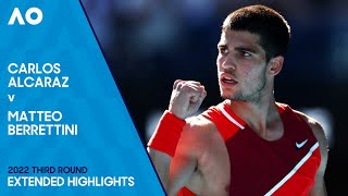 Carlos Alcaraz v Matteo Berrettini Extended Highlights  Australian Open 2022 Third Round [upl. by Shult]