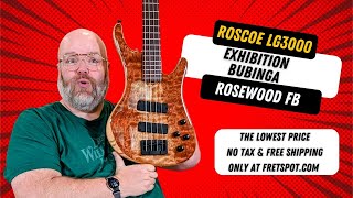 Roscoe LG3000 Standard Plus Bass Exhibition Waterfall Bubinga top Rosewood Swamp Ash body [upl. by Anton872]