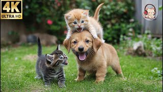 Baby Pet Animals 4K 60FPS 🌿 Enjoy the world of cute baby animals with relaxing nature music [upl. by Roxane]