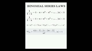 Binomial Series Laws binomialtheorem binomialdistribution series Binomial [upl. by Lehmann]