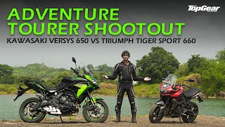 Kawasaki Versys 650 VS Triumph Tiger Sport 660  Adventure Tourer Shootout  Comparison [upl. by Ellehcsor]