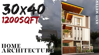 30X40 Feet 1200 sqft Luxurious Triplex House Design  9X12 Meter Villa  130 Gaj Plan  ID136 [upl. by Yrrehc]