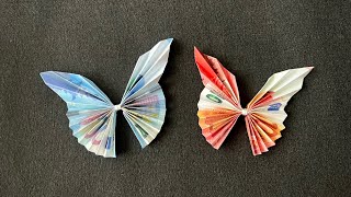 Geldscheine falten für Geldgeschenke🦋 Schmetterling 🦋einfach Geld falten zur Hochzeit amp Geburtstag [upl. by Yelruc]