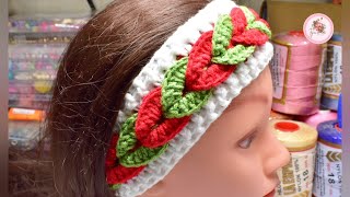 Cómo tejer un hermoso accesorio para dama tricolor  crochet  tiara  merry cardciel [upl. by Ilujna]