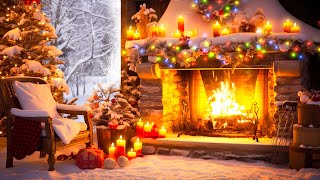 Relaxing Christmas Music Snow Falling 🎄 Cozy Christmas Fireplace Instrumental 🔥 Christmas Carols [upl. by Alita]