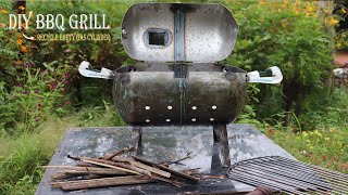 HOW TO MAKE BBQ GRILL FROM A EMPTY GAS CYLINDER  DIY BBQ GRILL FROM EMPTY GAS TANK [upl. by Eirok]