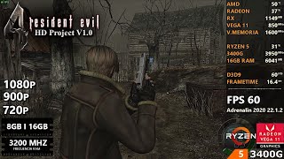 Resident Evil 4 HD Project V10  Ryzen 5 3400G  Gráficos Vega 11  8GB Single  16GB Dual 3200 MHz [upl. by Godderd506]